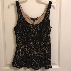 Black/tan top w/ lace detailing